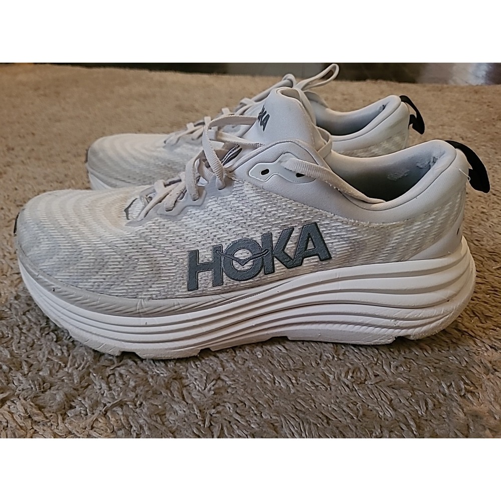 Hoka One One Gaviota 5 Mens Size 10.5 D Gray & White Athletic Running Shoes